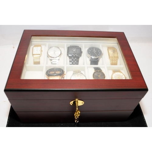 269 - Quality lockable watch display/storage box with space for storing up to 20 watches. Lot includes 9 g... 