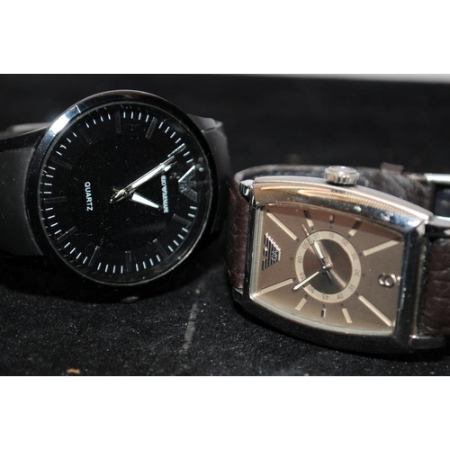 252 - 2 x Emporio Armani gents quartz watches. Both seen working at time of listing