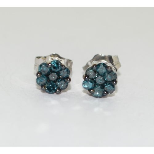 207 - 9ct white gold Blue Diamond stud earrings