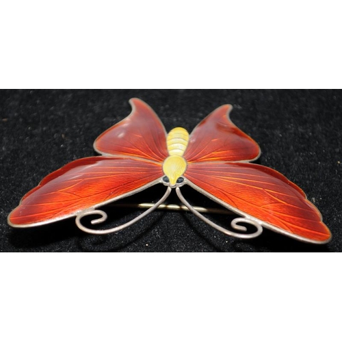 322 - JA & S Art Deco large silver and enamel butterfly brooch. Marked JA&S Birmingham 1918. Boxed