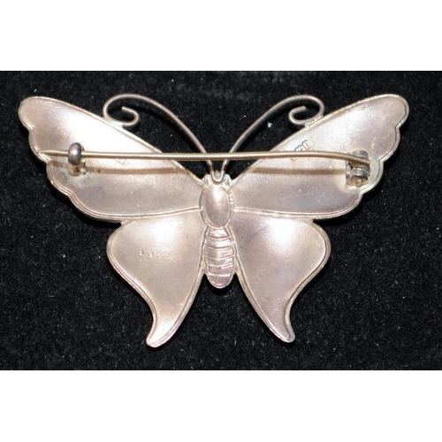 322 - JA & S Art Deco large silver and enamel butterfly brooch. Marked JA&S Birmingham 1918. Boxed