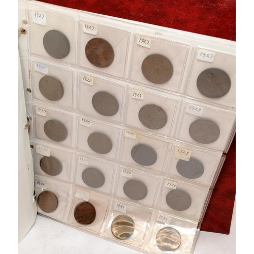 48 - Folder containing a large collection of sorted GB pennies dated between 1797 and 1935. Well over 200... 