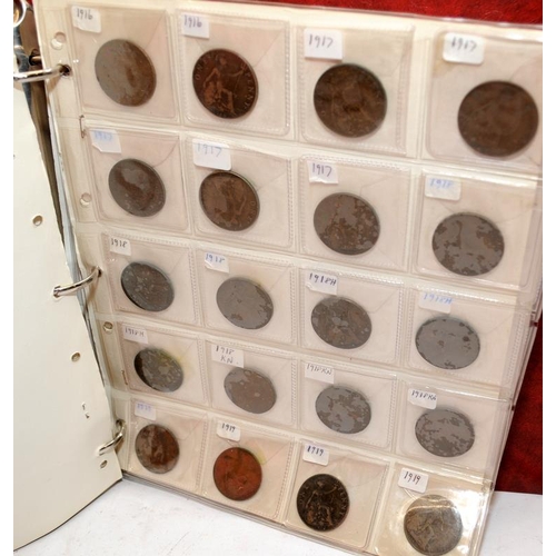 48 - Folder containing a large collection of sorted GB pennies dated between 1797 and 1935. Well over 200... 