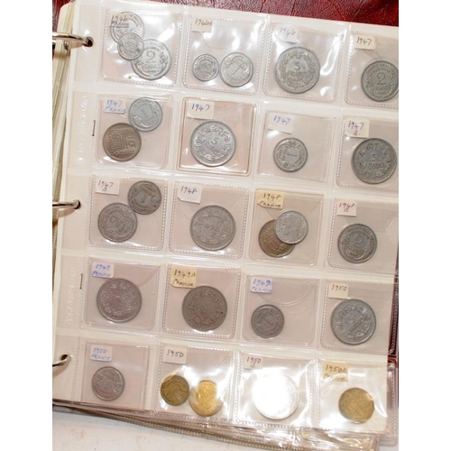 49 - Folder containing a large quantity of coins, including silver examples, issued by France and the Fre... 