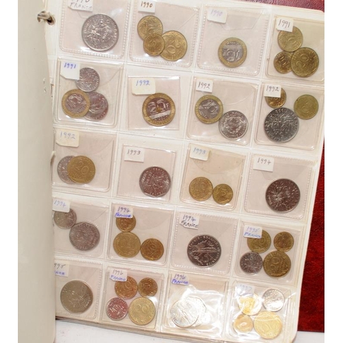 49 - Folder containing a large quantity of coins, including silver examples, issued by France and the Fre... 