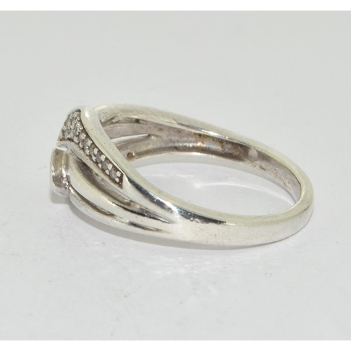 282 - Diamond w/g 925 silver ring size L 1/2.