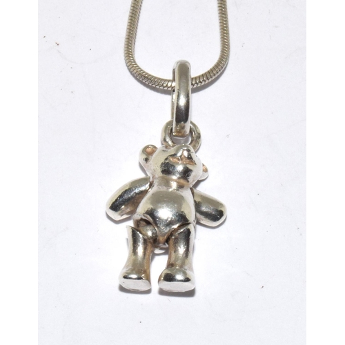 265 - Links of London solid teddy bear 925 silver pendant.