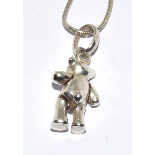 265 - Links of London solid teddy bear 925 silver pendant.