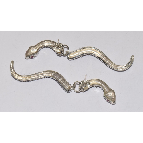 241 - A pair of Silver and Marcasite Snake Earrings