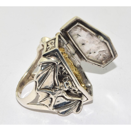 159 - An unusual Silver Coffin Ring