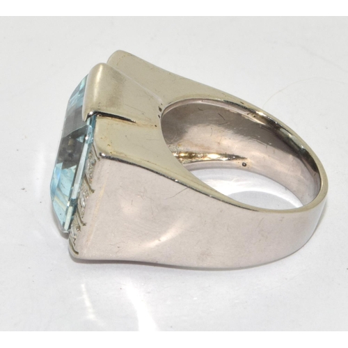 403 - An 18CT W/G Very impressive Aquamarine and Diamond Dress ring of 10CT Approx. 14 x 12mm