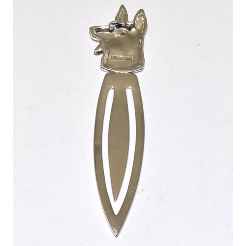 156 - A Silver Bookmark with dog Finial.