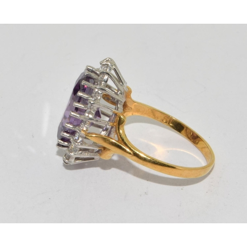 142 - A Substantial Amethyst and CZ Ring set in Silver