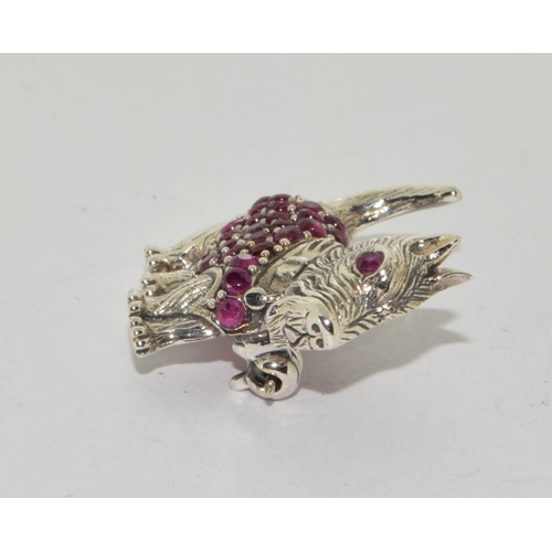 300 - A Silver Dog Brooch Set with a Ruby Coat