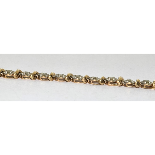 327 - 9ct gold with diamond insert bracelet tight clasp with safety 7.5