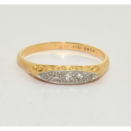 339 - 18ct gold ladies antique set diamond ring size U