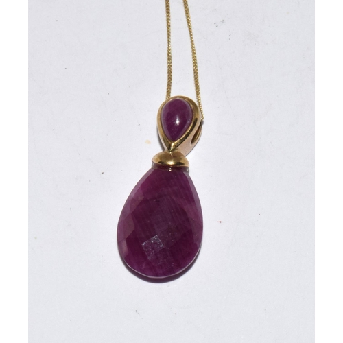 309 - 9ct gold Ruby pendant necklace