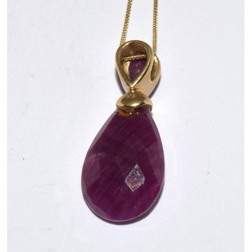 309 - 9ct gold Ruby pendant necklace