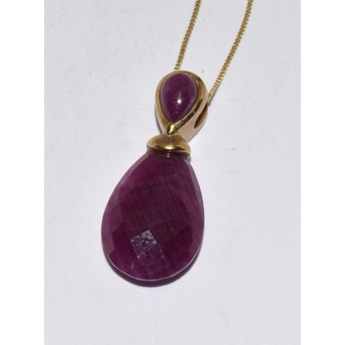 309 - 9ct gold Ruby pendant necklace