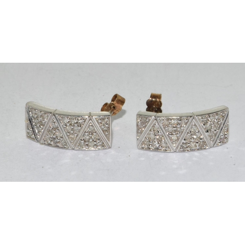 343 - 9ct white gold Diamond hoop earrings