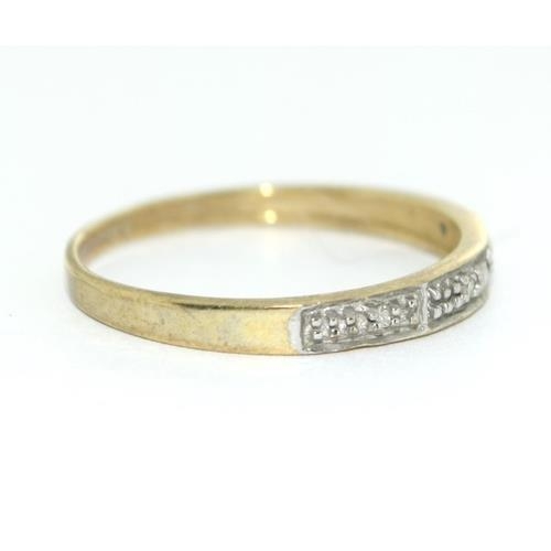 135 - 9ct gold ladies Diamond half eternity ring H/M dia in side the ring size O