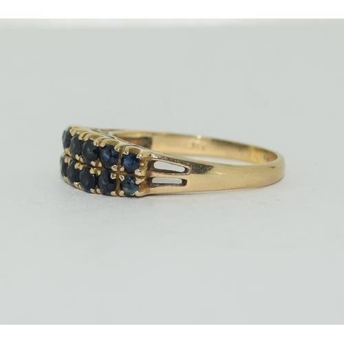 326 - 18ct gold ladies double row Sapphire ring 4.3g size Q