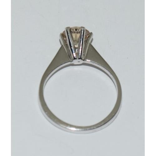 291 - 18ct White Gold Ladies Diamond Solitaire Ring. Approx 1ct. Size L