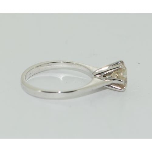 291 - 18ct White Gold Ladies Diamond Solitaire Ring. Approx 1ct. Size L