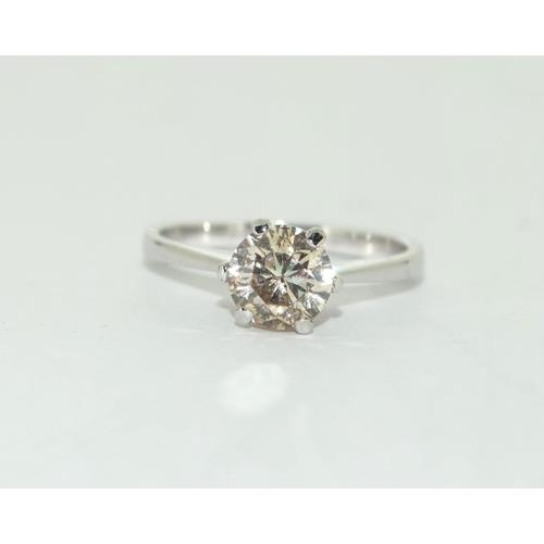 291 - 18ct White Gold Ladies Diamond Solitaire Ring. Approx 1ct. Size L