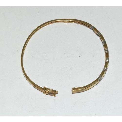 254 - 9ct gold Diamond set bangle 8.5g