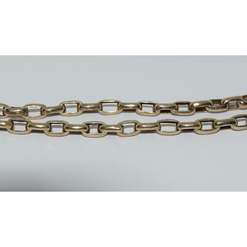 379 - 9ct gold Guard chain with fancy rope design and end clip 200cm long 34g