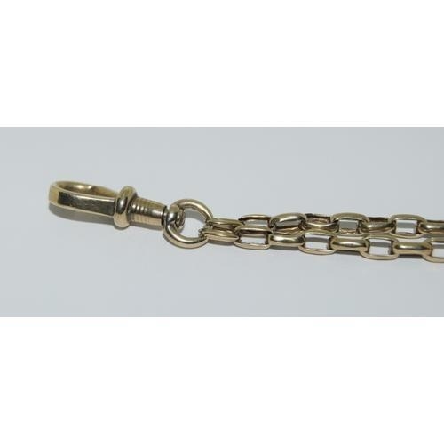 379 - 9ct gold Guard chain with fancy rope design and end clip 200cm long 34g