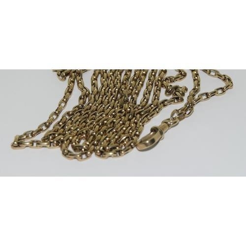 379 - 9ct gold Guard chain with fancy rope design and end clip 200cm long 34g