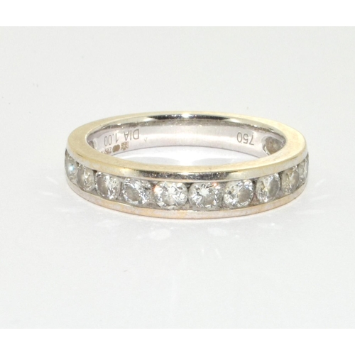 128 - An 18ct white gold and diamond half eternity ring, Size L, 4gm