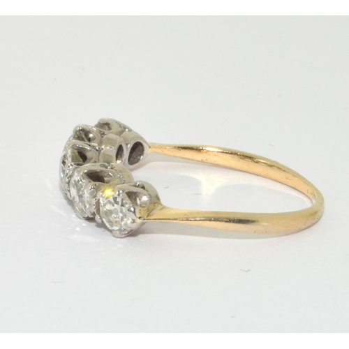 268 - A high grade gold and Diamond 5 stone ring approx. just over 1.00ct, Size O.