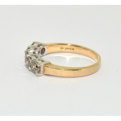 353 - A 9ct gold and 5 stone diamond ring Approx 1ct Size N