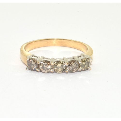 353 - A 9ct gold and 5 stone diamond ring Approx 1ct Size N