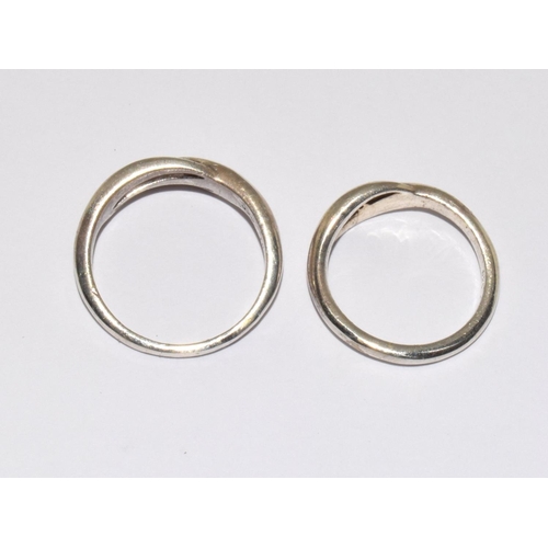 179 - Two silver and diamond rings, Size O & L