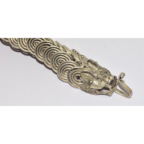 201 - Tibetan silver dragon bracelet.