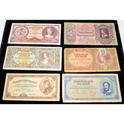 61 - Vintage Hungary Magyar Nemzeti Bank high denomination banknotes. Six in lot, all good  circulated co... 