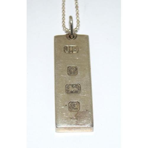 93 - 1oz 925 silver Ingot and ball chain