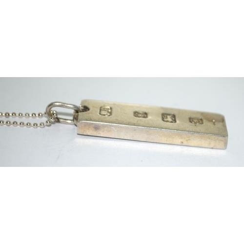 93 - 1oz 925 silver Ingot and ball chain