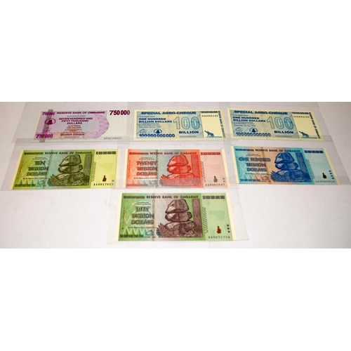 67 - A collection of Reserve Bank of Zimbabwe banknotes including very high values, everything from 1 Cen... 