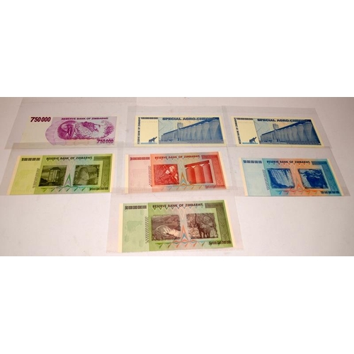 67 - A collection of Reserve Bank of Zimbabwe banknotes including very high values, everything from 1 Cen... 