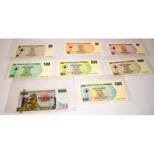 67 - A collection of Reserve Bank of Zimbabwe banknotes including very high values, everything from 1 Cen... 