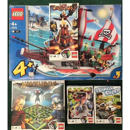 56 - 5 boxed Lego items to include - UFO Attack - Shave A Sheep - Lava Dragon Etc. (Unchecked).