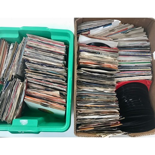 52 - 2 Boxes of various 7” singles. A mixture of decades and genres and conditions.