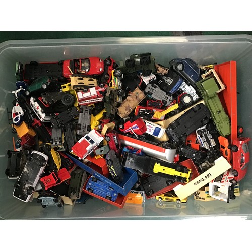 65 - Box of various playworn dinky / Matchbox toys etc.