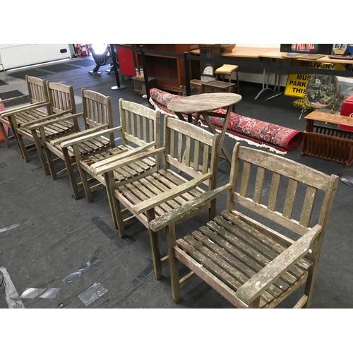 82A - Wooden garden patio set 6 chairs and table