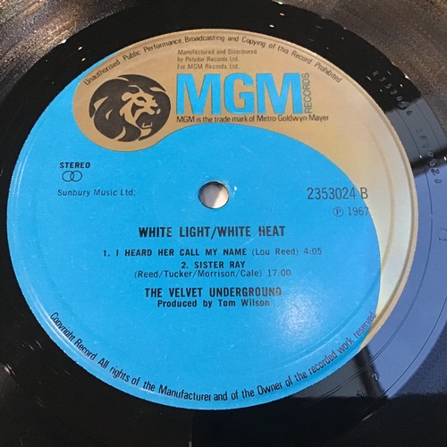 10 - THE VELVET UNDERGROUND VINYL LP ‘WHITE LIGHT / WHITE HEAT’. Found here on MGM 2353 024 from 1971 and... 